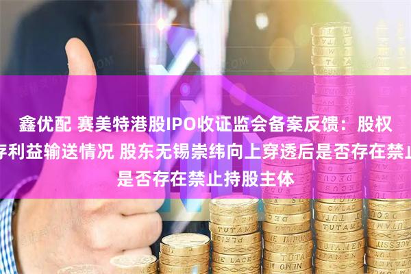 鑫优配 赛美特港股IPO收证监会备案反馈:股权激励是否存利益输送情况 股东无锡崇纬向上穿透后是否存在禁止持股主体